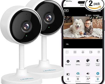 litokam Indoor Camera, Cameras for Home Security with Night Vision, Pet Camera with Phone App, 2K Indoor Security Camera, Motion Detection, 2-Way Audio, WiFi Home Camera, Baby Monitor Work with Alexa